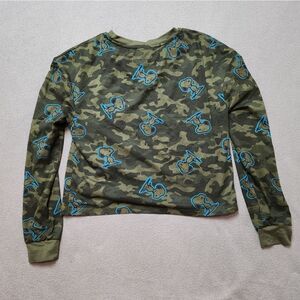 Peanuts Snoopy Tee Women’s S Long Sleeve Green Camo Print Soft Lounge Top
